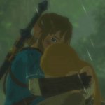 Link hugging Zelda