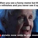 This hurts a lot, especially on Pinterest | When you see a funny meme but the page refreshes and you never see it again:; It | image tagged in he exists now only in my memory | made w/ Imgflip meme maker