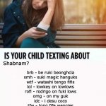 Is your child texting about Shabnam? | Shabnam? brb - be ruki beonghcia
smh - suki magic hanguks
wtf - watashi tengo fifis
lol - lowkey on lowlows
rofl - rodrigo on fuki lows
omg - on my guk
idc - i desu coco
tfw - tong fife wengies
btw - bongbongs the wennie | image tagged in is your child texting about,shabnam | made w/ Imgflip meme maker