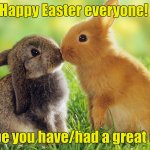 Happy Easter! | Happy Easter everyone! I hope you have/had a great one! | image tagged in easter bunnies,memes,easter,happy easter,bunnies,easter eggs | made w/ Imgflip meme maker