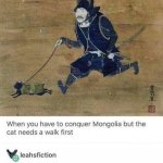 Samurai walking cat meme