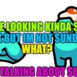 Among Us memes that make Red more sus uvu | BLUE LOOKING KINDA SUS; OK BUT IM NOT SUNDEE; WHAT? YOUR TALKING ABOUT SUNDEE? | image tagged in among us memes that make red more sus uvu | made w/ Imgflip meme maker