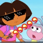 Dora Holding A Fire Bar | image tagged in boots surprised,dora the explorer,hello neighbor,hello piggy,roblox hello neighbor | made w/ Imgflip meme maker