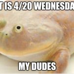 It's Wednesday my dudes | IT IS 4/20 WEDNESDAY MY DUDES | image tagged in it's wednesday my dudes | made w/ Imgflip meme maker