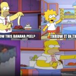 Where is the Trashbin? | THROW IT IN THE TRASH CAN; WHERE DO I THROW THIS BANANA PEEL? | image tagged in where is the trashbin | made w/ Imgflip meme maker