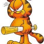 Garfield with a baseball bat