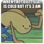 Me last night: | WHEN THE TOILET SEAT IS COLD BUT IT’S 3 AM | image tagged in slamming fist against ground | made w/ Imgflip meme maker
