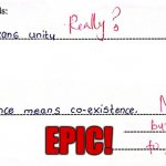 Students answer on exams | EPIC! | image tagged in students funny answers on test | made w/ Imgflip meme maker