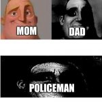 traumatized mr incredible 4 parts | YOU GET SLAP BY.. DAD; MOM; POLICEMAN; WILL SMITH | image tagged in traumatized mr incredible 4 parts | made w/ Imgflip meme maker