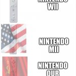 oh no | NINTENDO WII NINTENDO MII NINTENDO OUR | image tagged in long blank white template,wii,nintendo,what | made w/ Imgflip meme maker