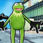 Cleetus, Kermit and Sonic pointing guns at eachother