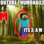 Yt thumbnail are.. | YOUTUBE THUMBNAILS; ITS 3: A M 😱😱 | image tagged in sunlit forest,youtube thumbnail,minecraft,youtube kids | made w/ Imgflip meme maker