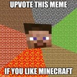 Minecraft Steve | UPVOTE THIS MEME IF YOU LIKE MINECRAFT | image tagged in minecraft steve | made w/ Imgflip meme maker