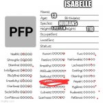Profile card | ISABELLE; HUMAN5; 13; 5 FEET 2 IN; 110 | image tagged in profile card | made w/ Imgflip meme maker