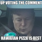 Twatter | UP VOTING THE COMMENT; HAWAIIAN PIZZA IS BEST | image tagged in twatter | made w/ Imgflip meme maker