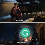 grammarly is everywhere | image tagged in every where i go i see his face,grammarly,funny,memes | made w/ Imgflip meme maker