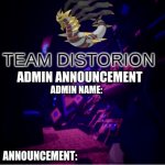 Team Distortion Admin Announcement