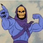 Skeletor biceps pose