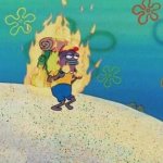 Burning backpack guy SpongeBob