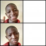 Shock/happy handsome African boy meme