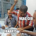 9gag | DISCORD ID PLEASE; 9GAG CEO; FANARTS | image tagged in throwing card | made w/ Imgflip meme maker