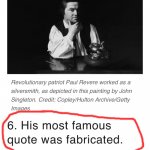 Paul Revere quote fabricated