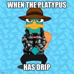 Ahh… Drippy the Platypus! | WHEN THE PLATYPUS; HAS DRIP | image tagged in perry s got drip | made w/ Imgflip meme maker
