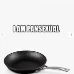 kill me now | I AM PANSEXUAL | image tagged in frying pan | made w/ Imgflip meme maker