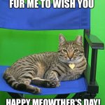 Max Cat in director's chair | PURRDUCTION PAWSES FUR ME TO WISH YOU; HAPPY MEOWTHER'S DAY! | image tagged in max cat in director's chair | made w/ Imgflip meme maker