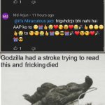 ka | image tagged in godzilla had a stroke trying to read this and fricking died | made w/ Imgflip meme maker