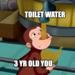 Curious George Apple Cider | TOILET WATER; 3 YR OLD YOU | image tagged in curious george apple cider,very funny | made w/ Imgflip meme maker