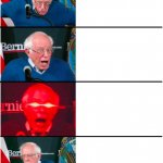 Bernie Sanders reaction (nuked then sad) meme