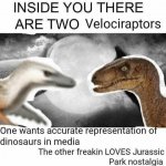 Two Velociraptors meme