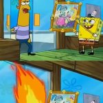 Spongebob shows a picture