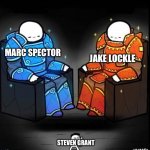 Moon Knoght in a nutshell | MARC SPECTOR; JAKE LOCKLE; STEVEN GRANT | image tagged in blue giant orange giant | made w/ Imgflip meme maker