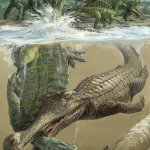 Dinosaur eaten by crocodile