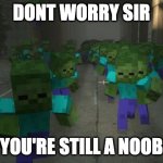 minecraft noob | DONT WORRY SIR; YOU'RE STILL A NOOB | image tagged in on the first day of minecraft | made w/ Imgflip meme maker