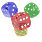 Colorful dice rolling