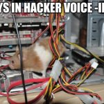 AWWWWW | *SAYS IN HACKER VOICE -IM IN | image tagged in computer hamster | made w/ Imgflip meme maker