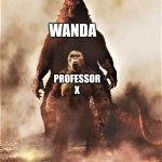 Multiverse of madness in a nutshell | WANDA; PROFESSOR X | image tagged in godzilla vs kong,memes,funny,doctor strange in the multiverse of madness,marvel,cameo | made w/ Imgflip meme maker