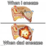 Me vs. someone else | When i sneeze; When dad sneezes | image tagged in me vs someone else | made w/ Imgflip meme maker