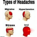Types of Headaches meme | test | image tagged in types of headaches meme | made w/ Imgflip meme maker