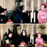 Snape and Mcgonagall with the pinkish dumb head
