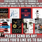 Conservative Party book bans meme