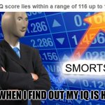 MOM I DID IT IM SMART | SMORTS ME WHEN I FIND OUT MY IQ IS HIGH | image tagged in empty stonks,memes,mom i did it,who reads these,smort,stop reading the tags | made w/ Imgflip meme maker