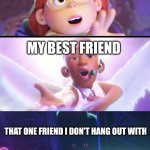 Alone friend in bottom panel | ME; MY BEST FRIEND; THAT ONE FRIEND I DON'T HANG OUT WITH | image tagged in turning red meme template | made w/ Imgflip meme maker