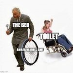 Amber Heard | THE BED; TOILET; AMBER HEARD'S SHIT | image tagged in wheel steal | made w/ Imgflip meme maker
