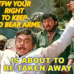 TFW Your Right to Keep and Bear Arms is about to be taken away | TFW YOUR RIGHT TO KEEP AND BEAR ARMS; IS ABOUT TO BE TAKEN AWAY | image tagged in second amendment right to keep and bear arms | made w/ Imgflip meme maker