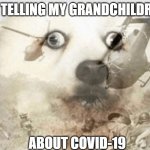 PTSD dog | ME TELLING MY GRANDCHILDREN; ABOUT COVID-19 | image tagged in ptsd dog | made w/ Imgflip meme maker