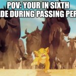 Simba | POV: YOUR IN SIXTH GRADE DURING PASSING PERIOD | image tagged in simba | made w/ Imgflip meme maker